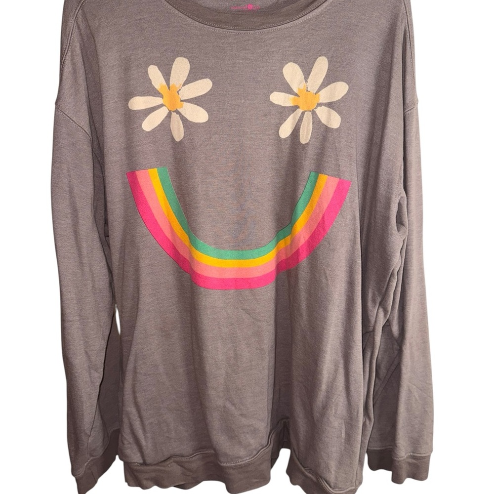 Long-Sleeve Smile Graphic Top